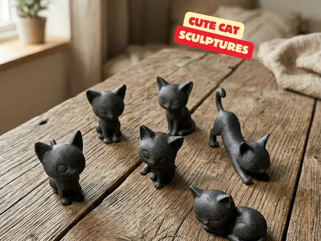 LAZY CATS / MODERN CAT SCULPTURES / BLACK SCULPTURES / TOY
