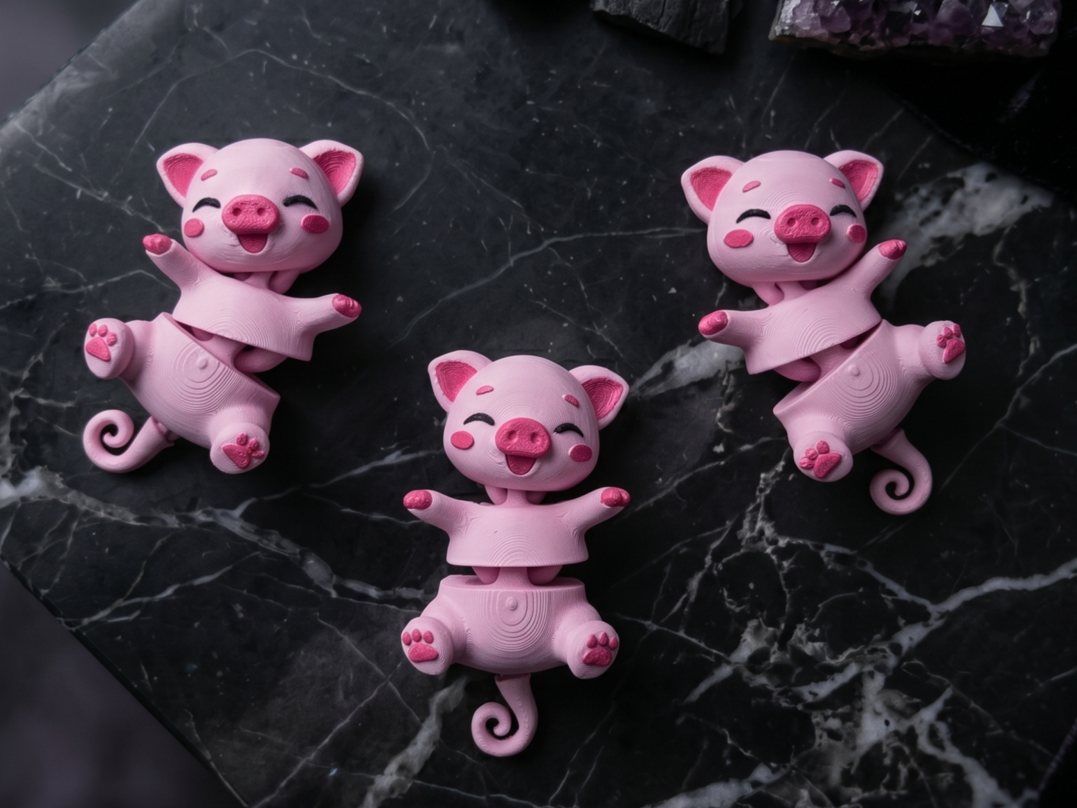 Fluffy Tail Cute Flexi Baby Pig - Articulated Toy & Keychain