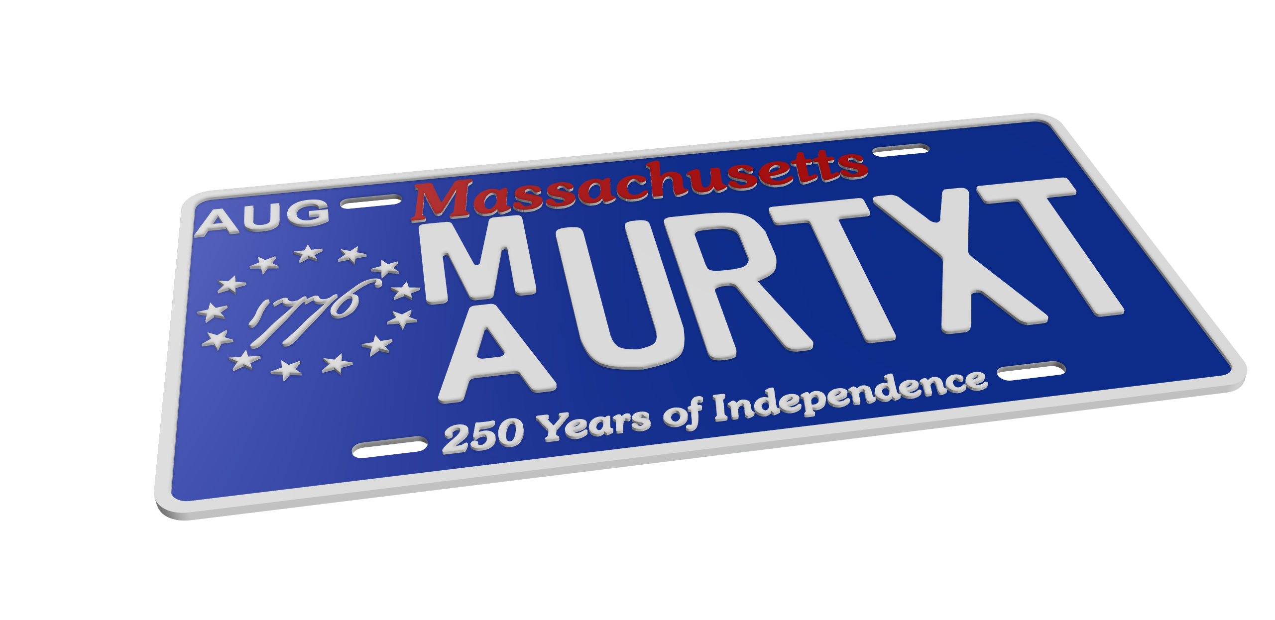 Massachusetts License Plate Parametric Text