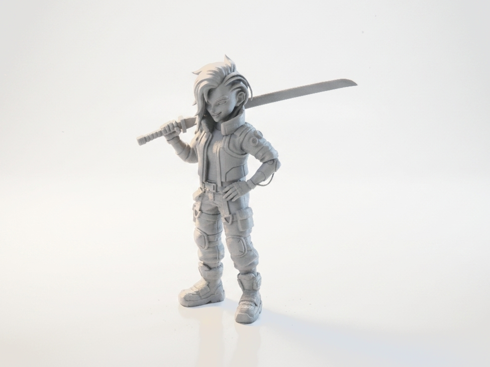 Bionic Warrior Lady Figurine Female Sci-Fi 3D Printable