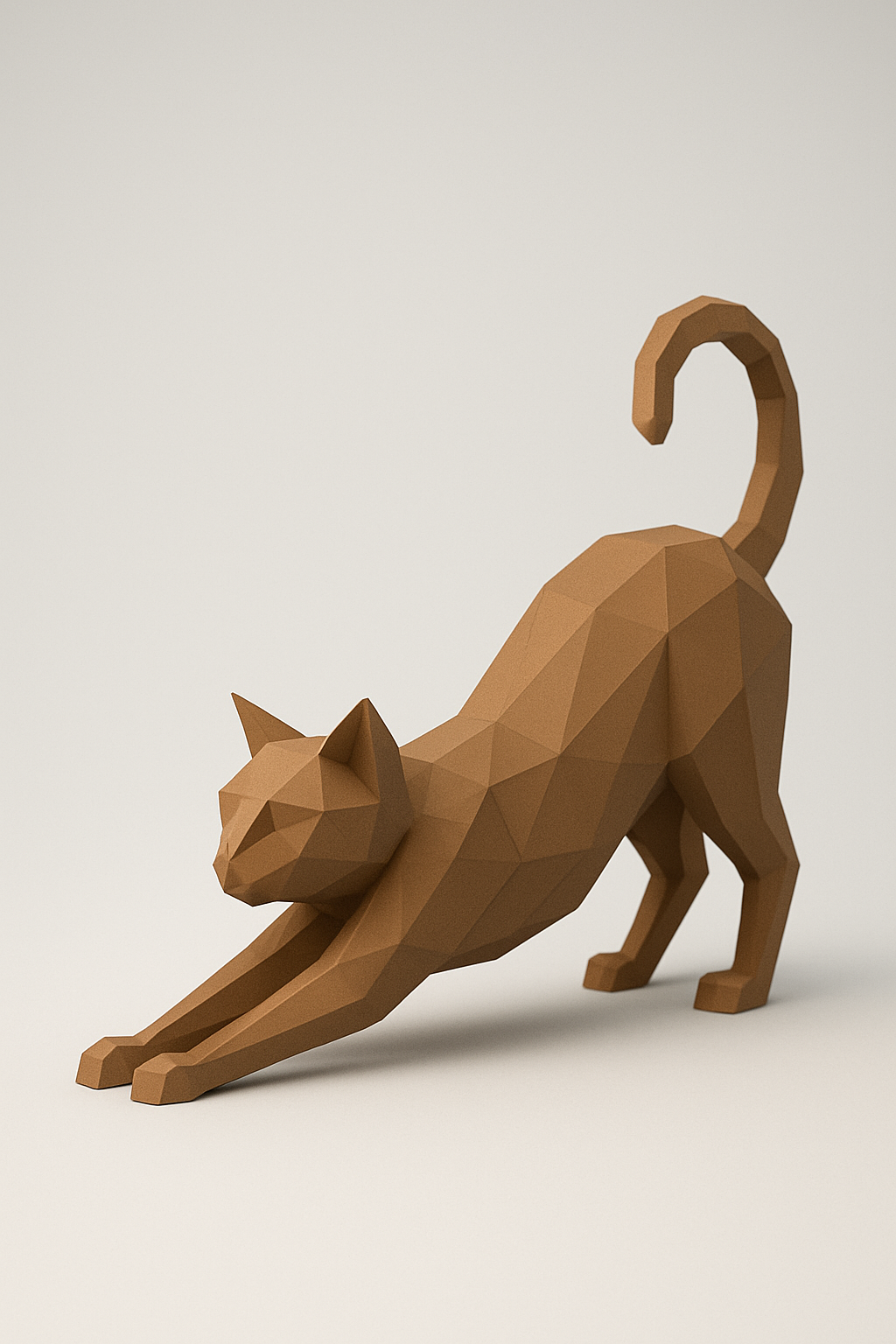 Low poly stretching cat