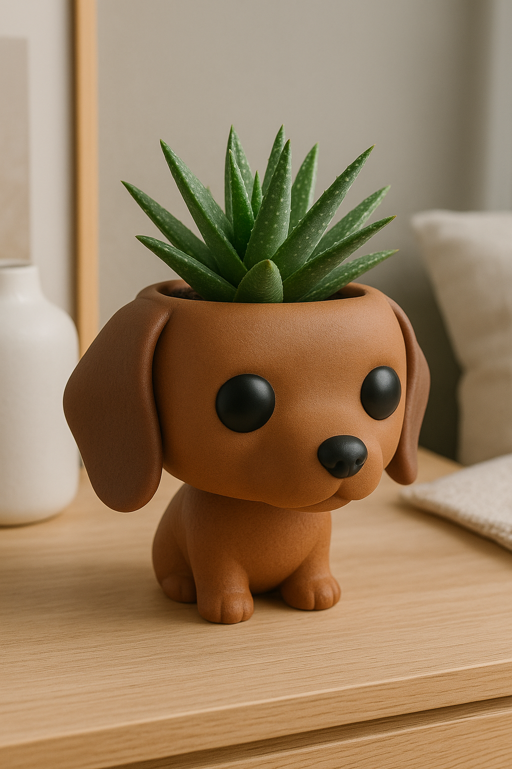 3D Printed doggy Funko-Style Planter – Cute Minimalist Dog Head Pot for Succulents