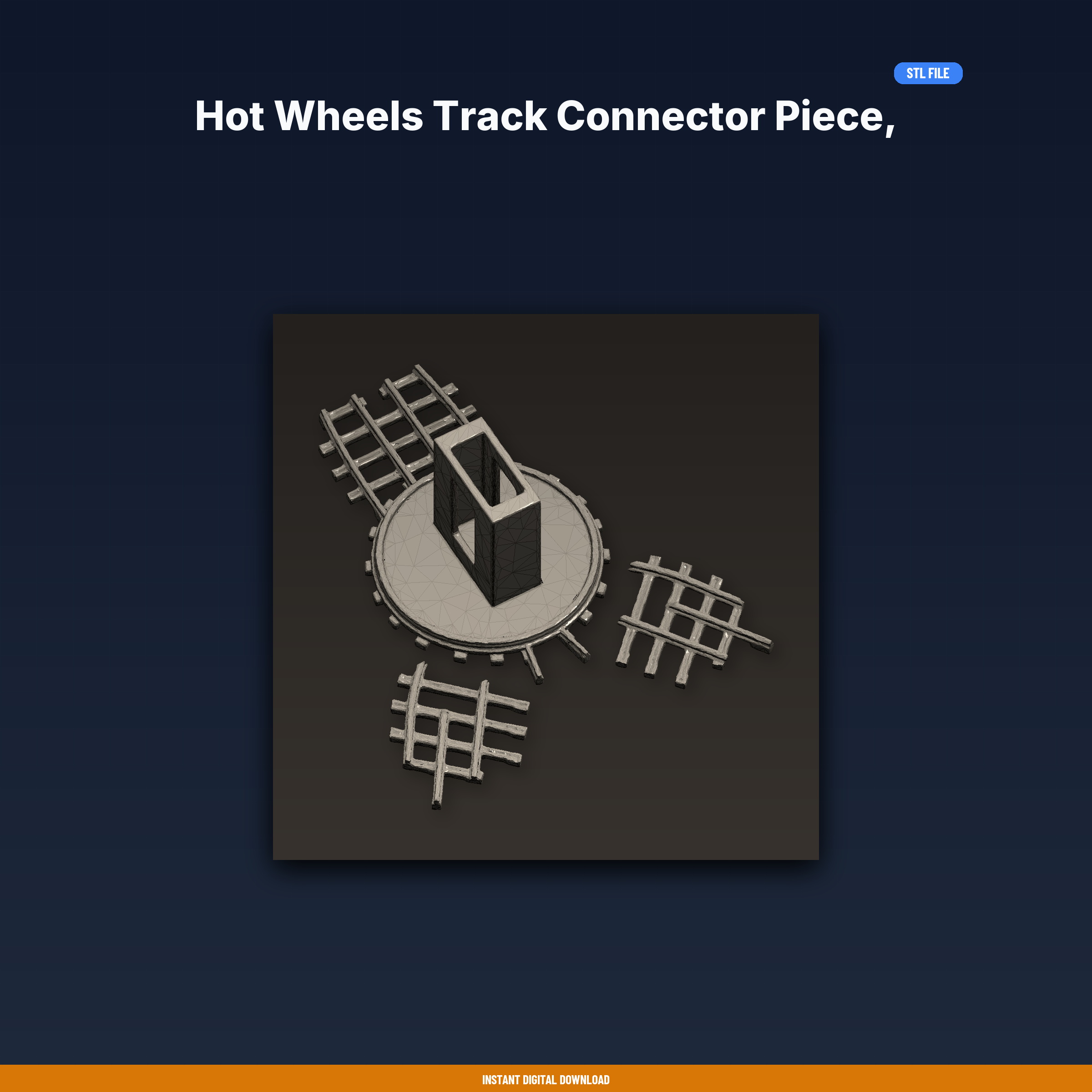 Toy Car Track Connector Piece, Joins Two Tracks, Car Race Track, - 3D Printable STL File