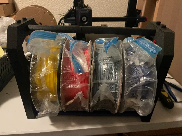 Modular Stackable Filament Storage for 4 Spools (1kg) with Handle