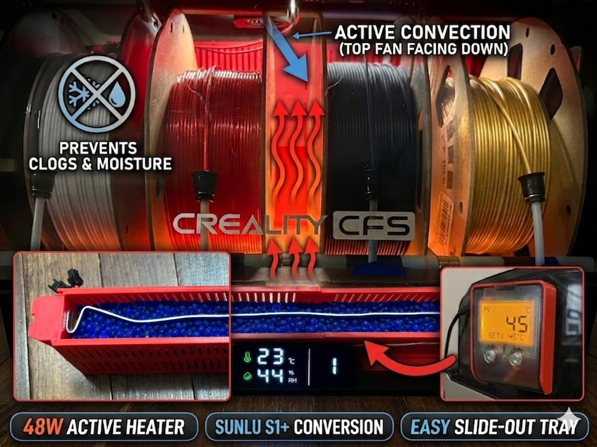 Creality CFS Active Dryer Mod - Sunlu S1 Plus "Drawer Style" Conversion 3D model