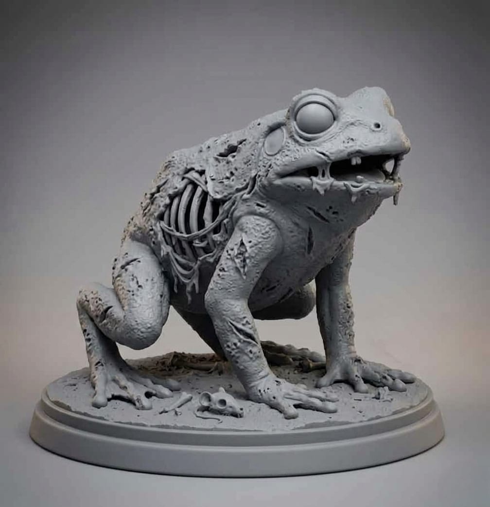 zombie frog statue