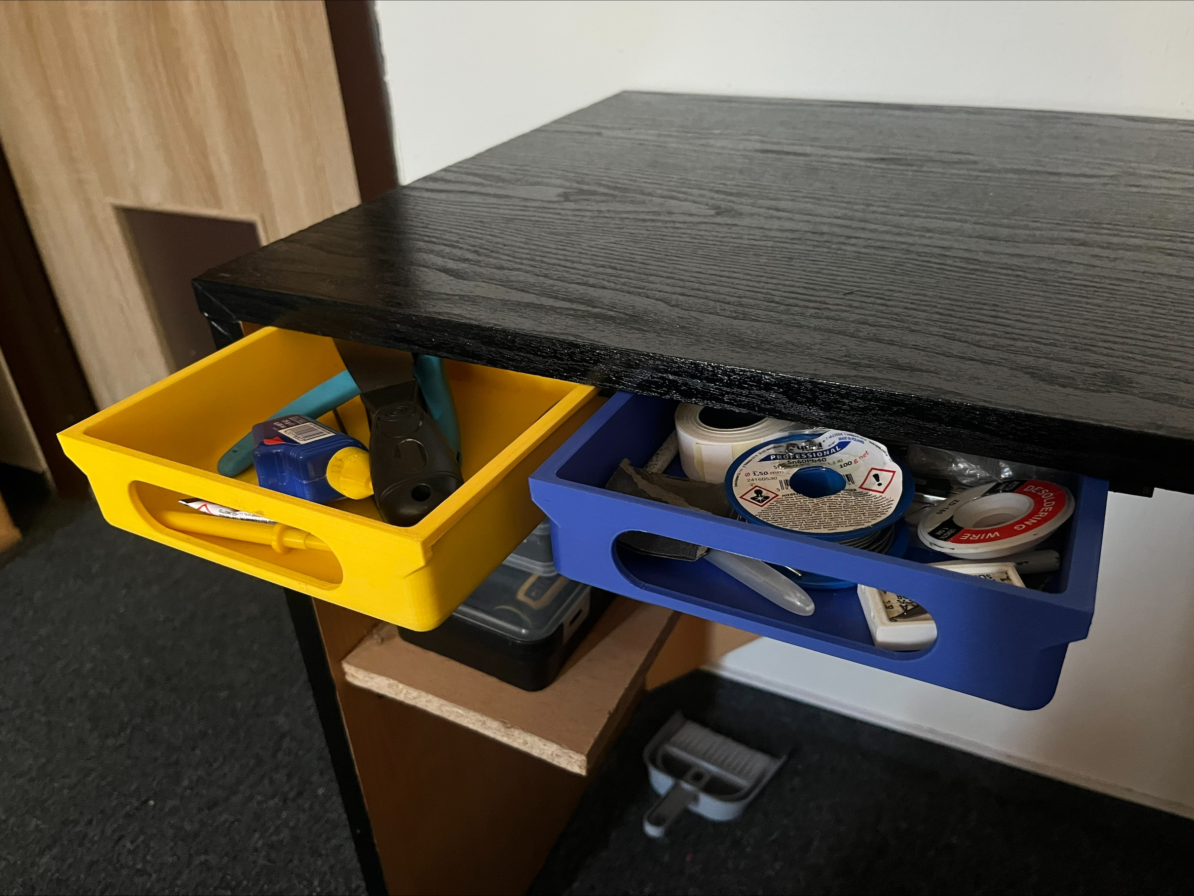 Drawer under table