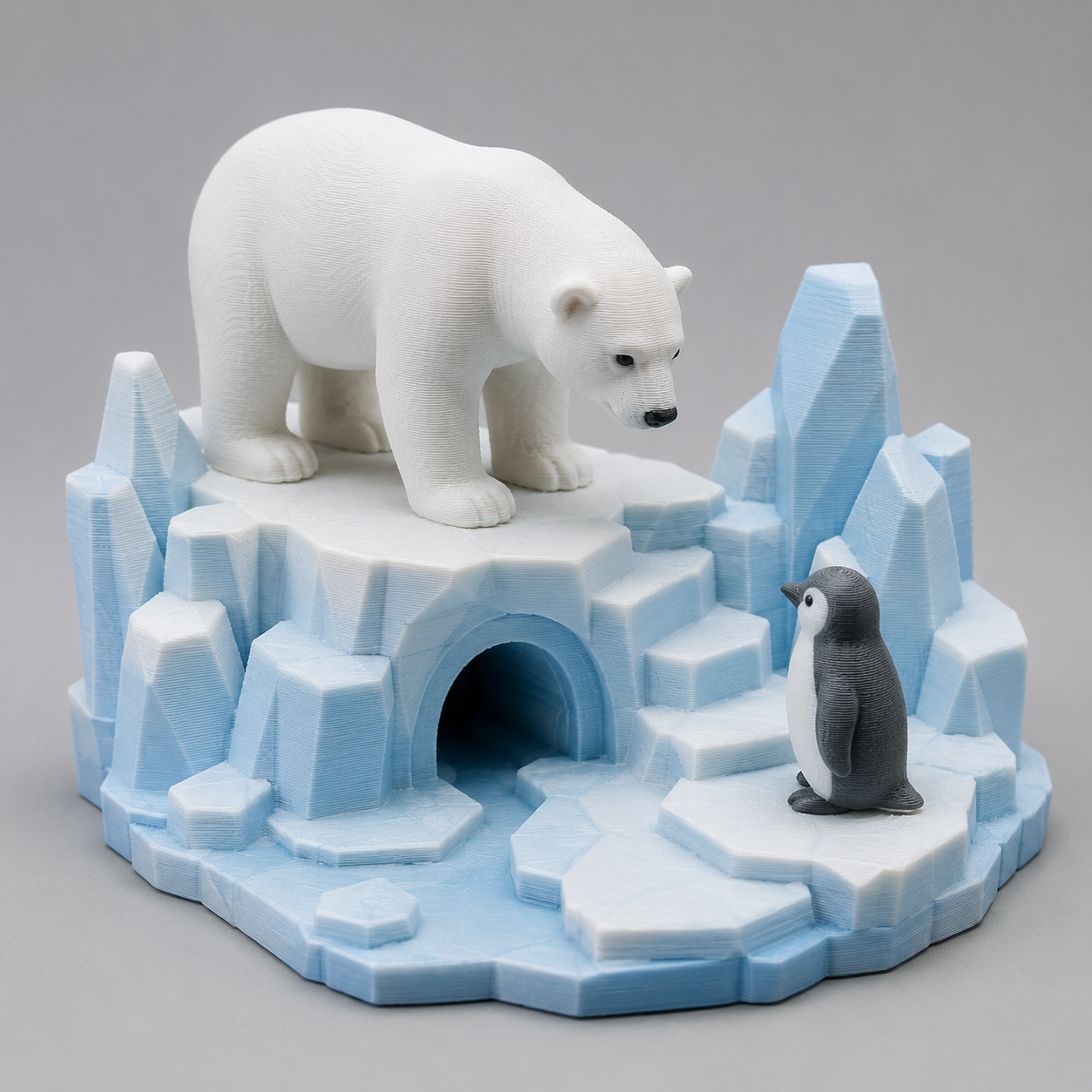 Eislandschaft mit Bären und Pinguin - Ice landscape with bears and penguin