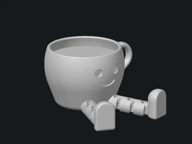 Articulated cute coffee cup buddy