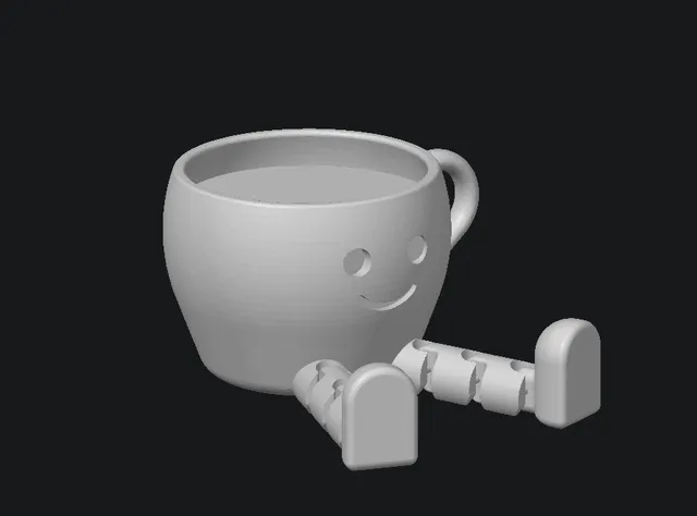 Articulated cute coffee cup buddy