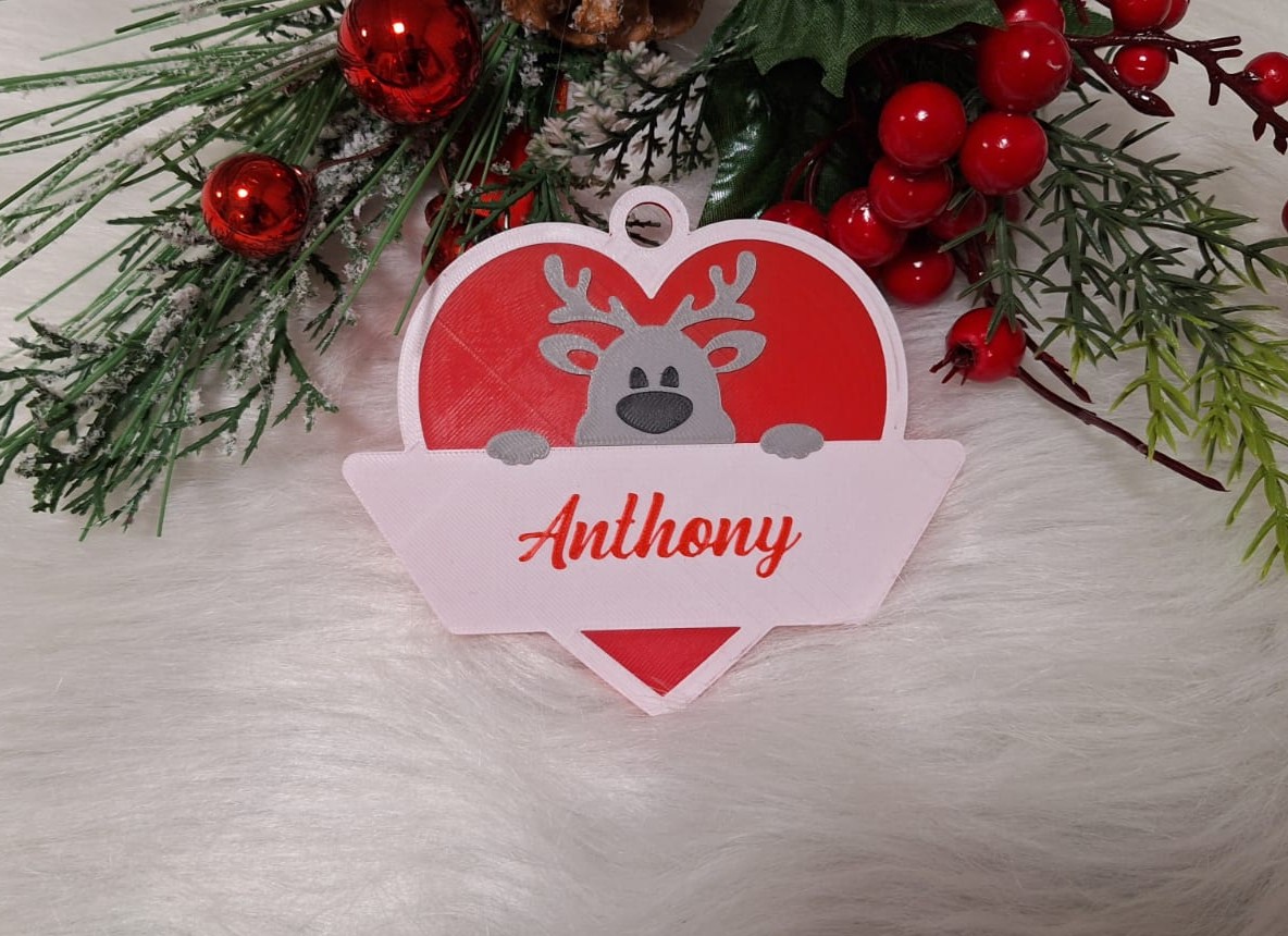 Cute Reindeer Christmas Ornament whit personalized Name