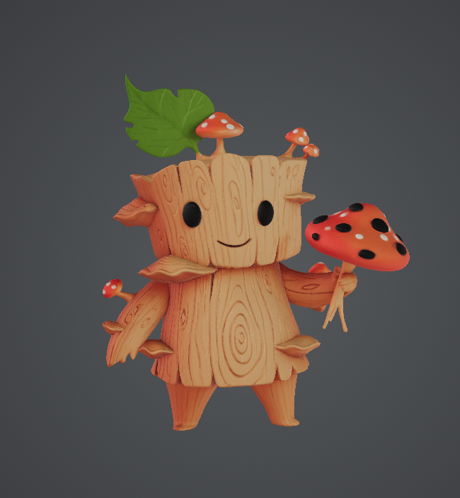 Wooden mushroom guy