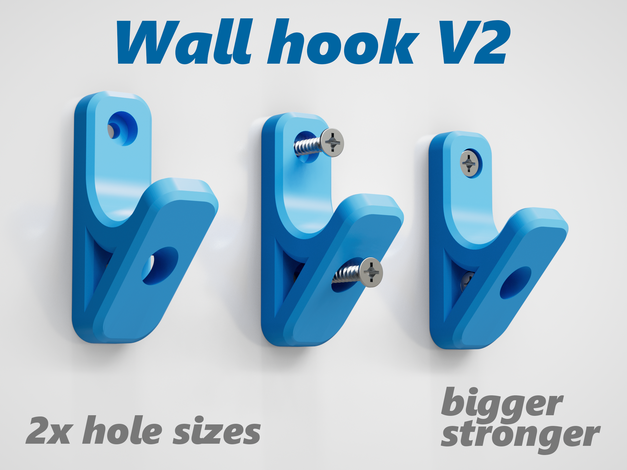 Wall Hook V2 strong 3D model thumbnail