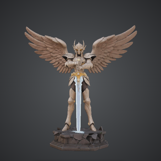 Celestial Angel Warrior – Winged Female Paladin with Greatsword