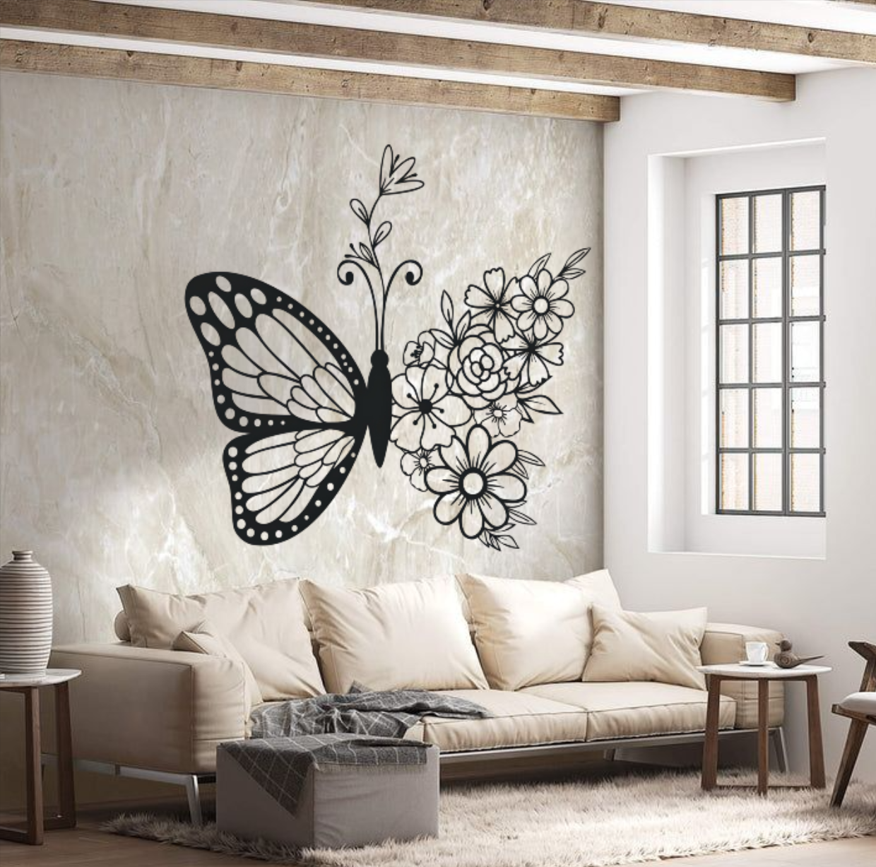 WallArt Butterfly Flowers 001
