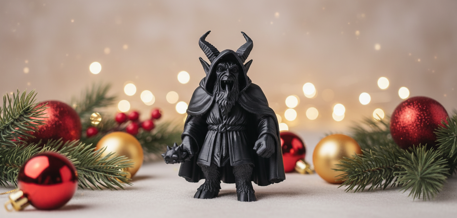 Fearsome Cloaked Krampus with Mace Holiday Figure