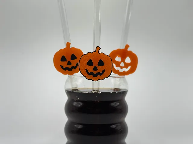 Halloween Pumpkin Straw Clip | 3 Designs | 6–10 mm