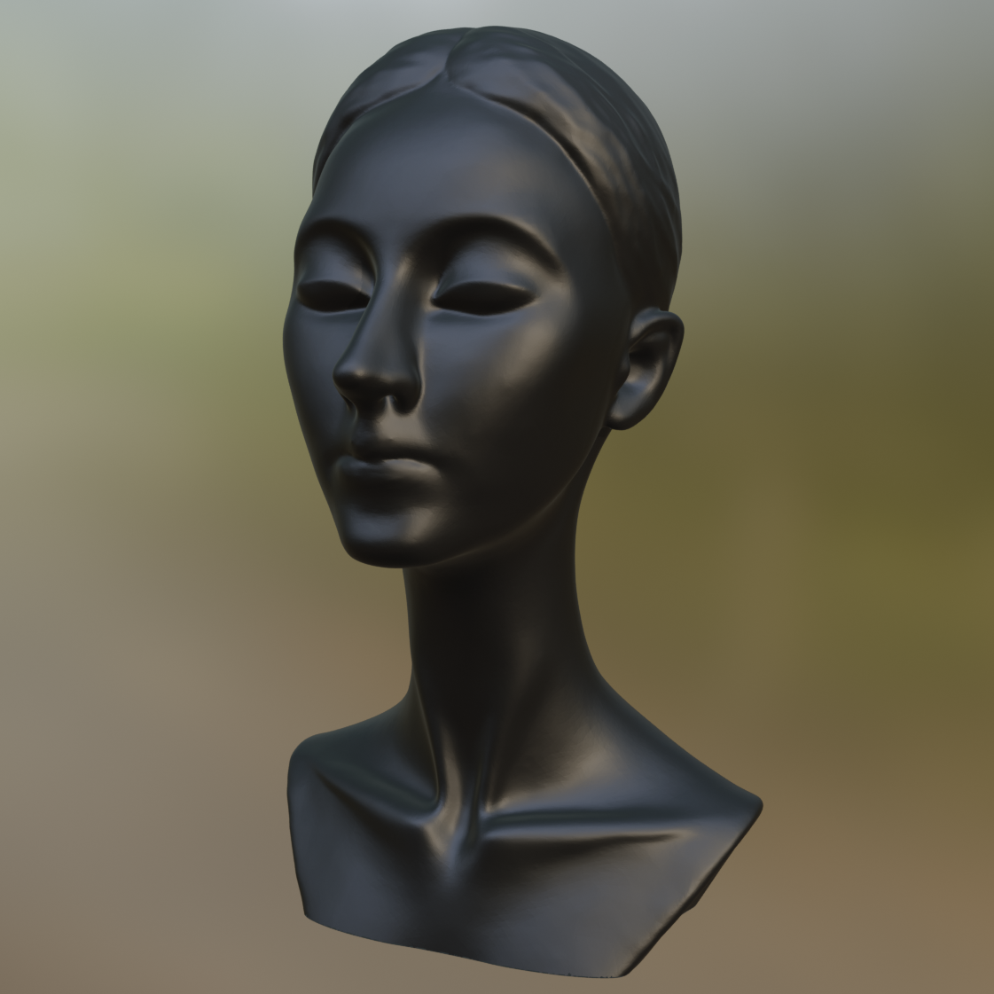 Short Hair Woman Bust Sculpture