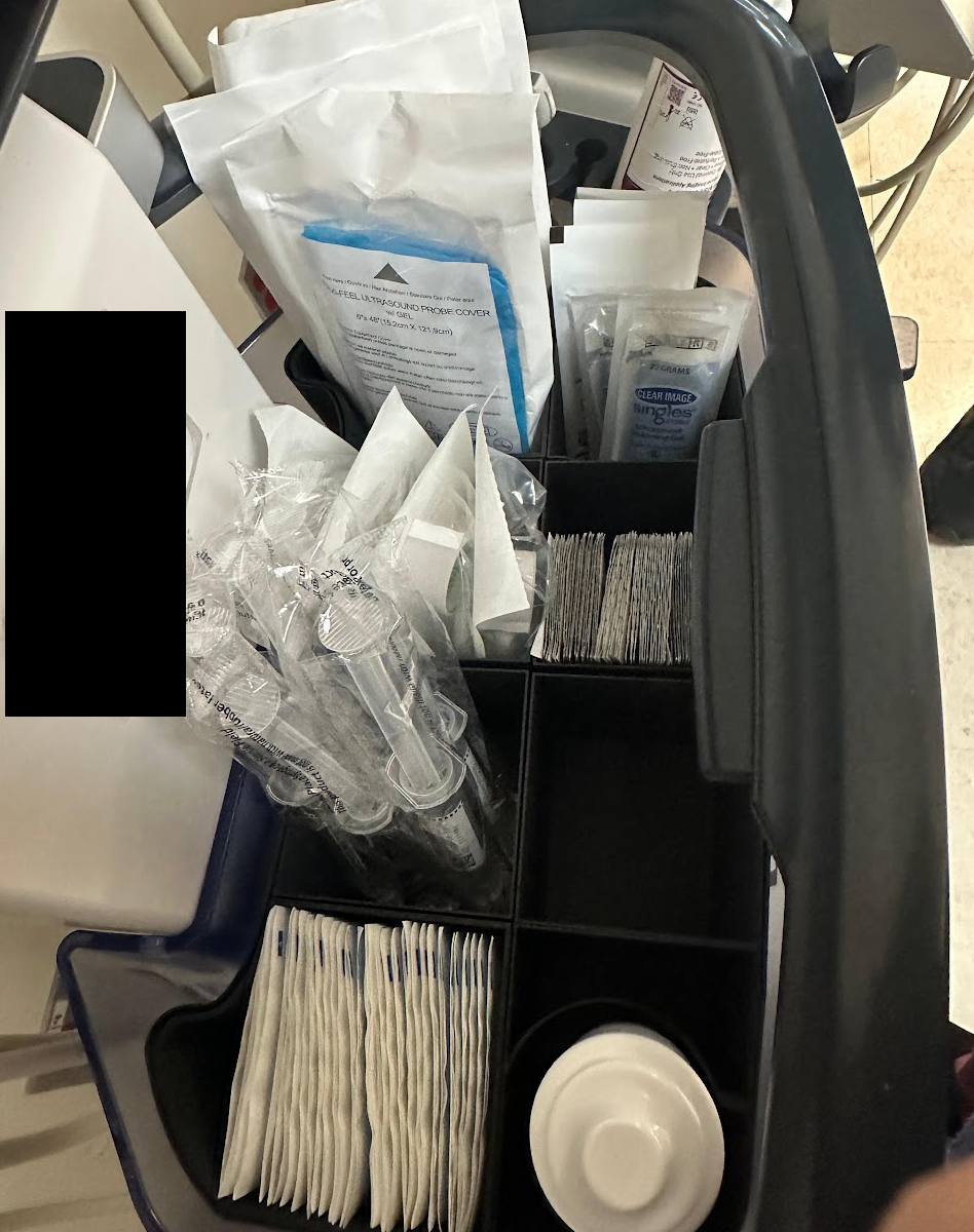 Ultrasound machine storage bin organizer