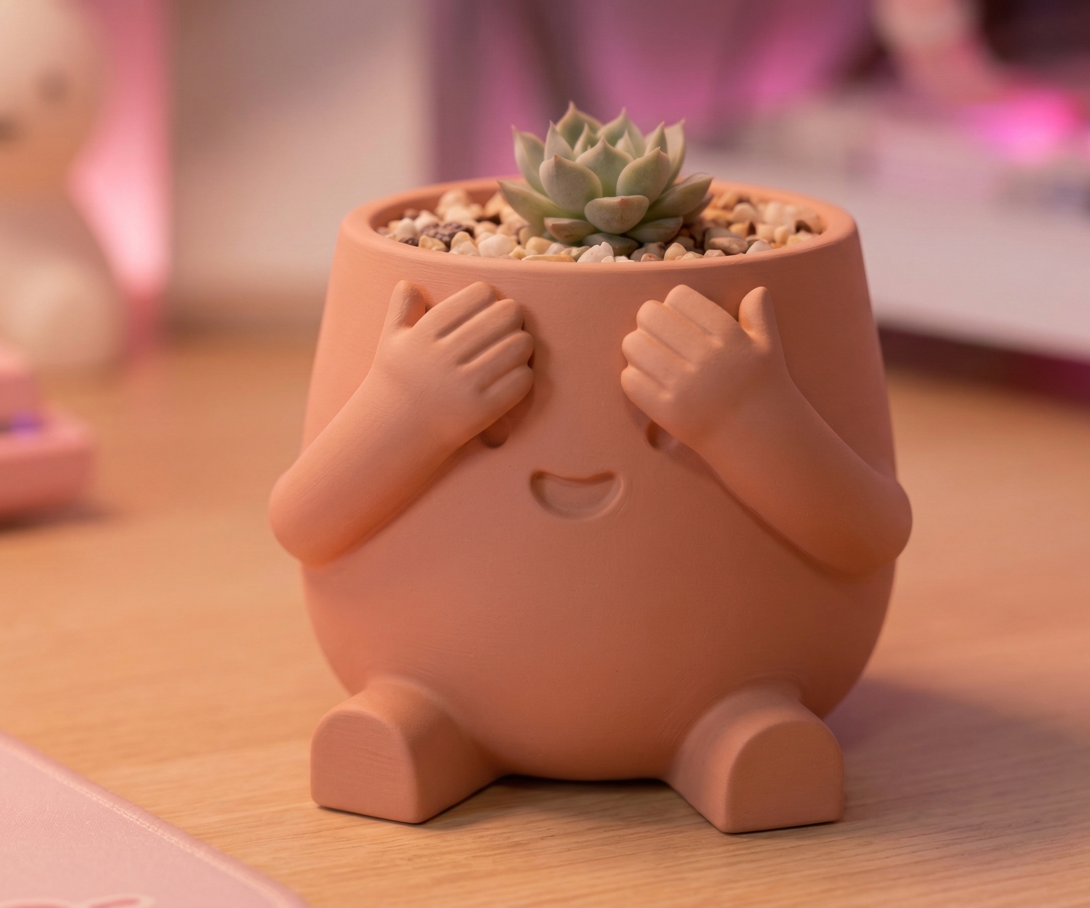 "Shy Ben" Peek-a-Boo Planter - Cute Desk Decor