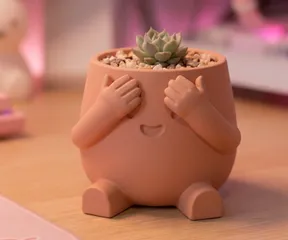 "Shy Ben" Peek-a-Boo Planter - Cute Desk Decor