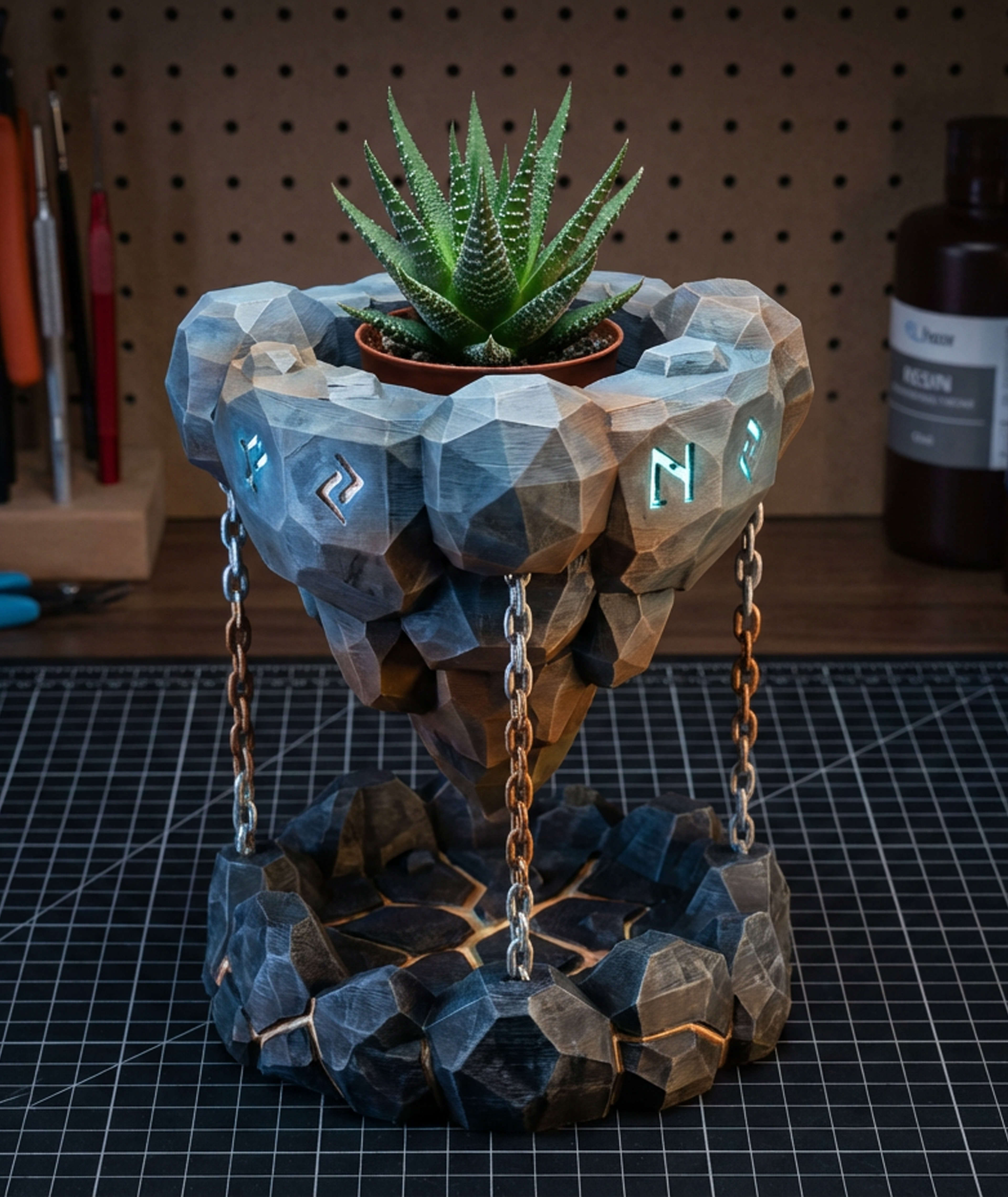 Floating Fantasy Island Planter | Magic Runes Pot