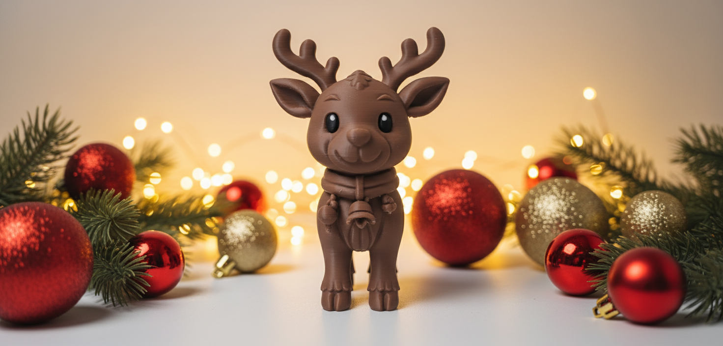 Reindeer with Jingle Bells Christmas Figurine