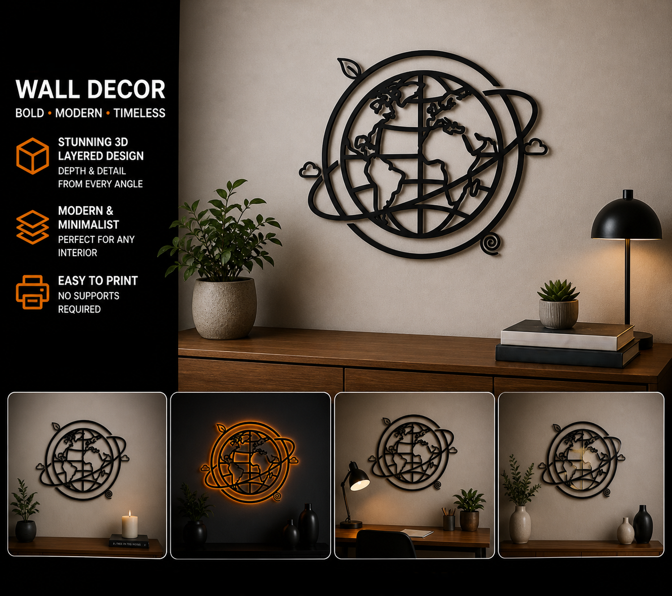 Universal earth wall decoration