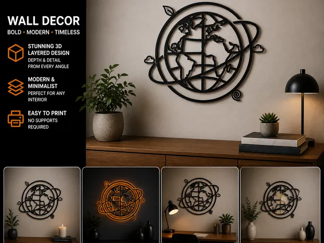 Universal earth wall decoration