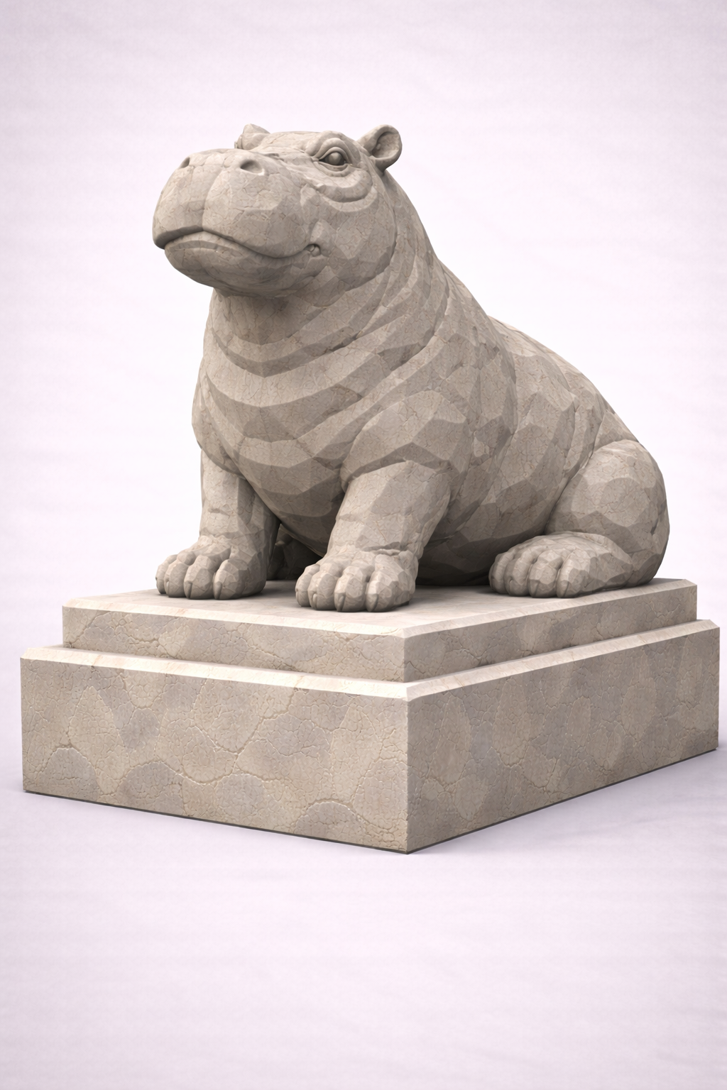 Hippopotamus Statue Low Poly