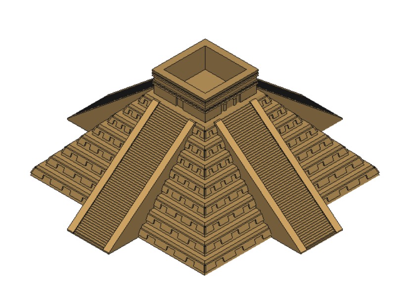 Maqueta de pirámide azteca en 3D para impresión