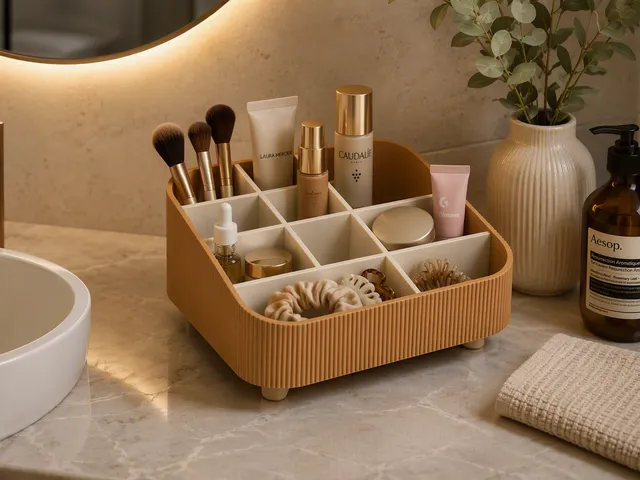 Modern Ribbed Makeup Organizer