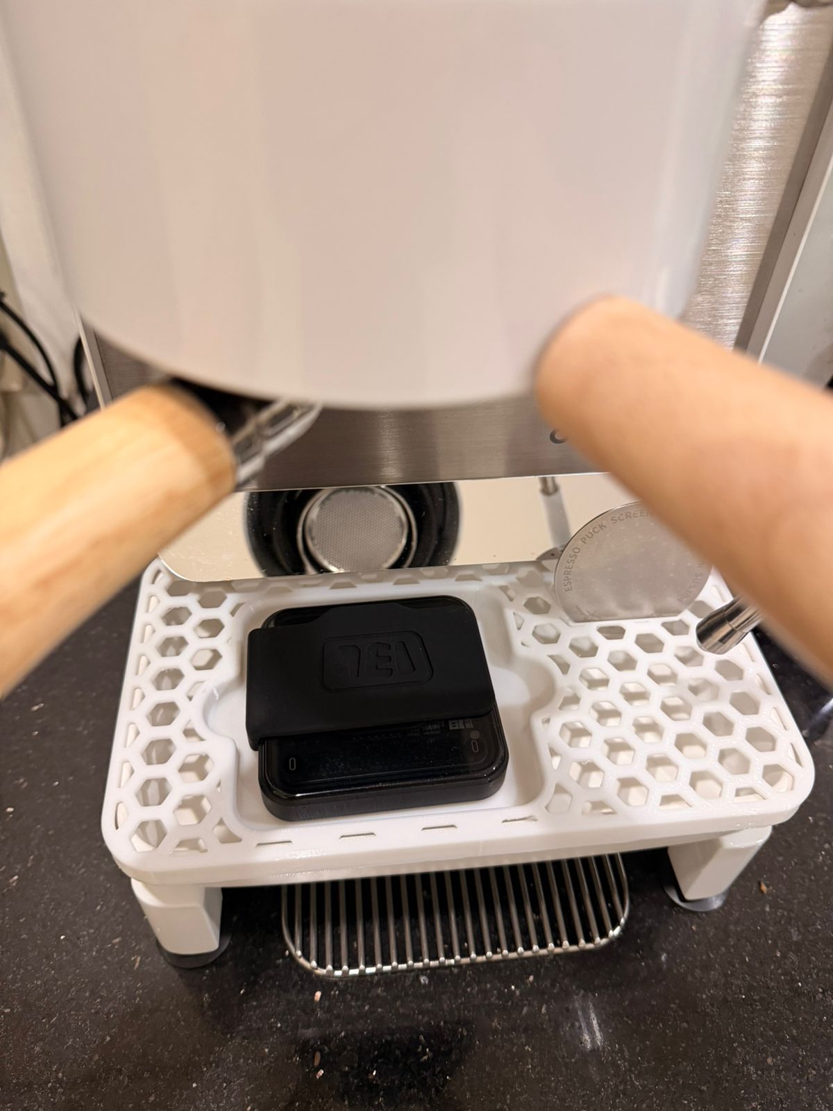 Decent Espresso DE1 Drip Tray Cover with Bookoo Themis Mini and Puck Screen Slot