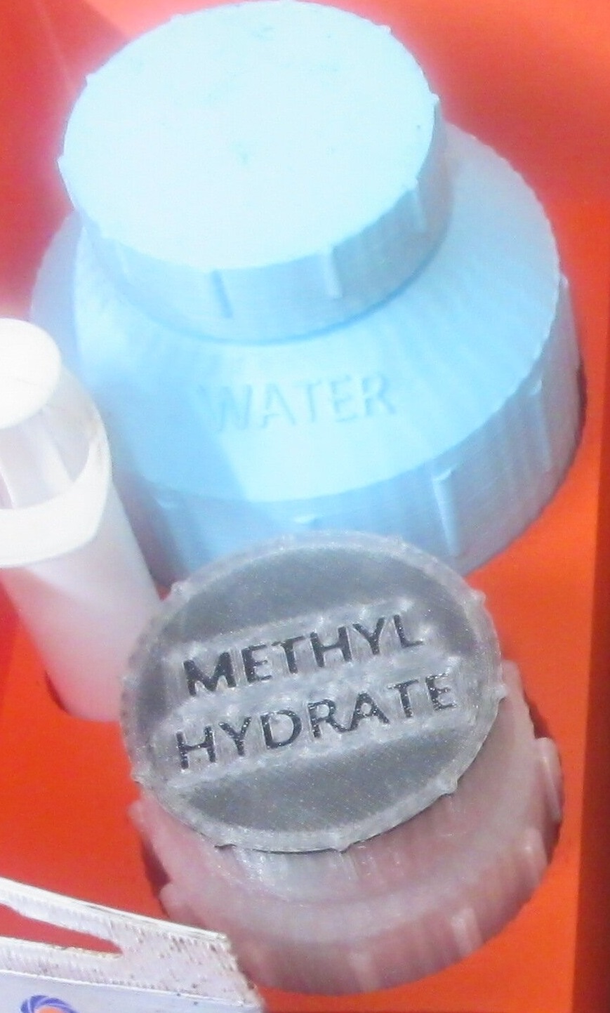 Model steam engine water and fuel bottles