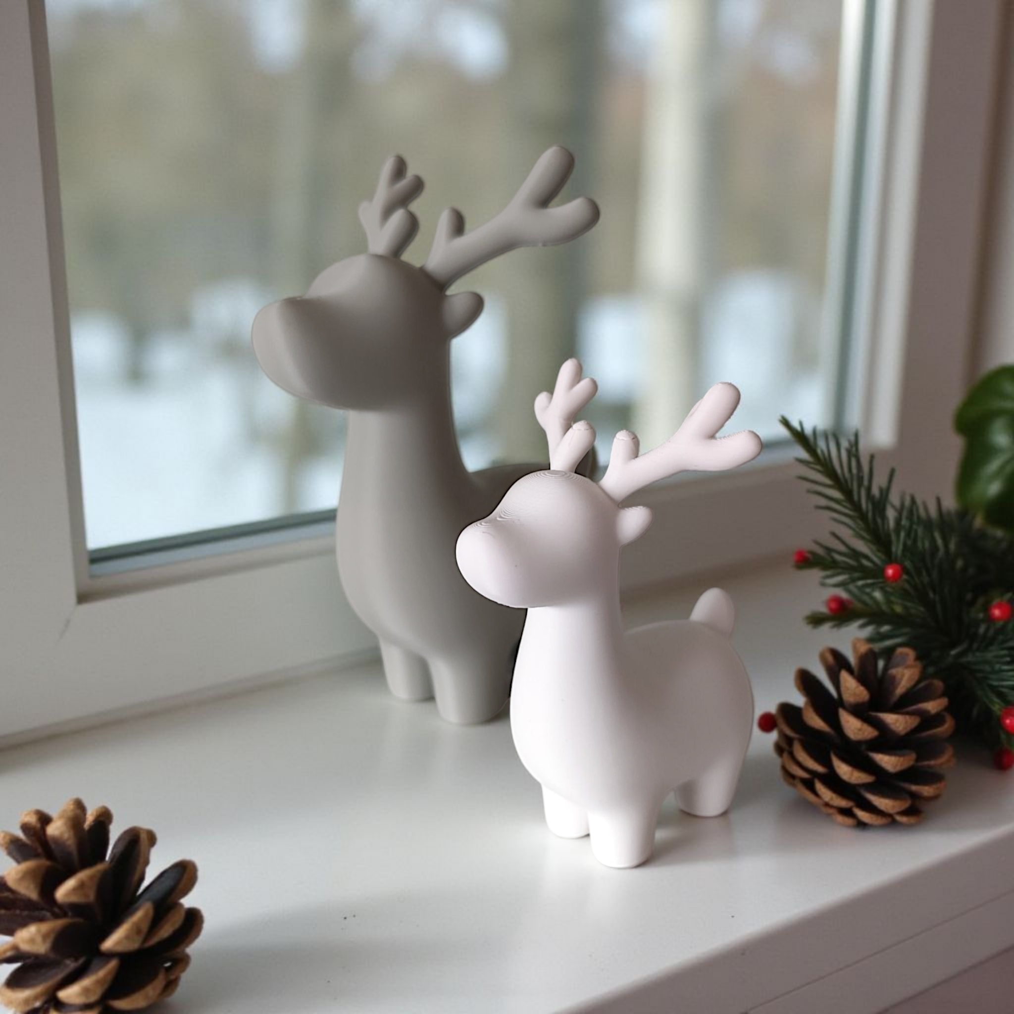 Cute minimalist Christmas reindeer decoration 3D model thumbnail