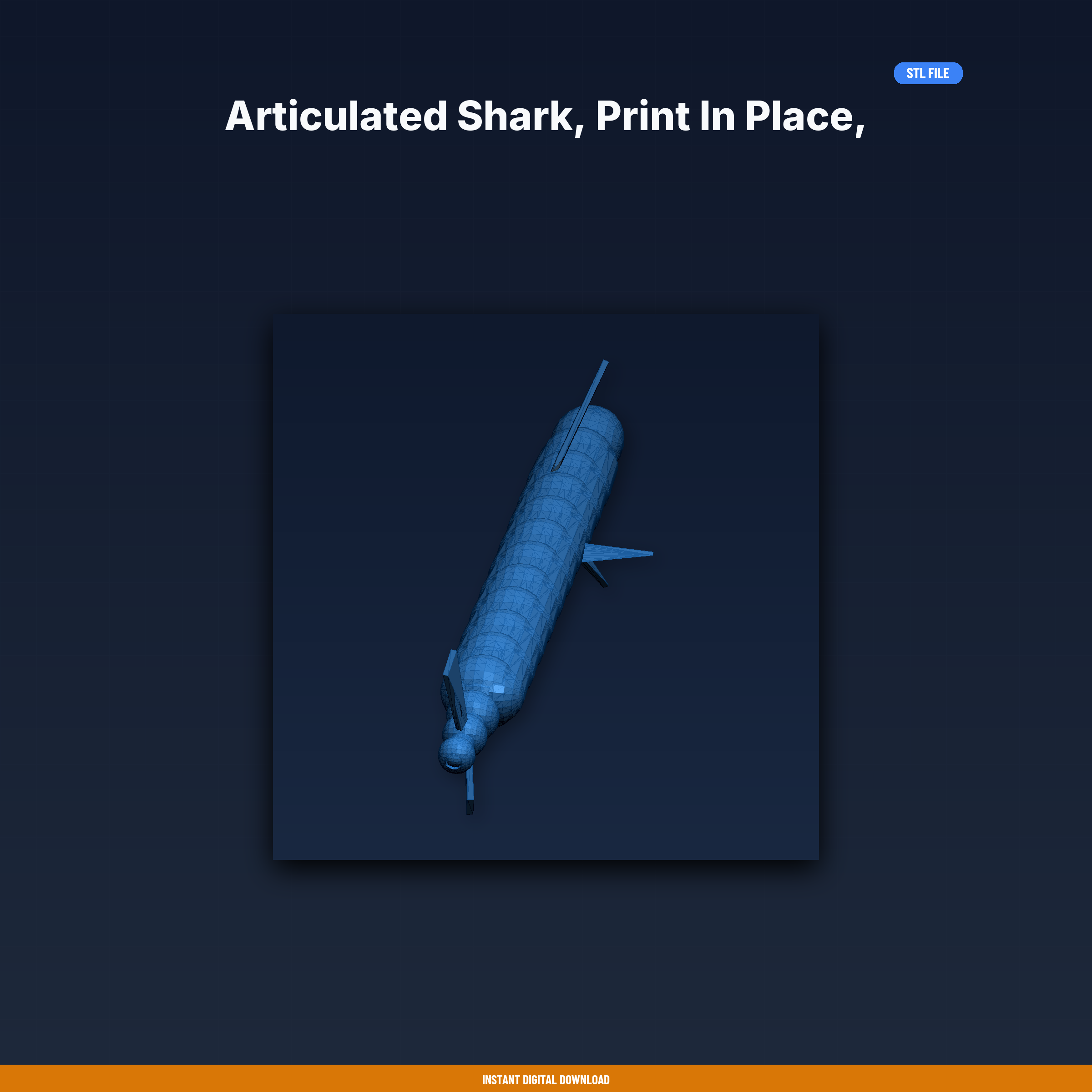 Articulated Shark, Print in Place, Ball Socket Joints, Torpedo - 3D Printable STL File