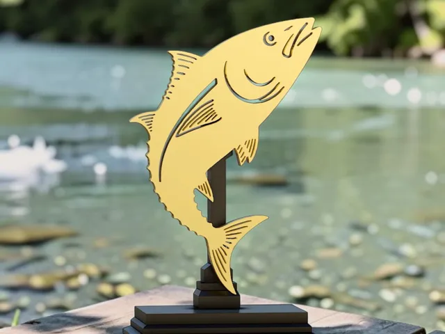 bluefin tuna fish trophy 2d statue for 3d printing