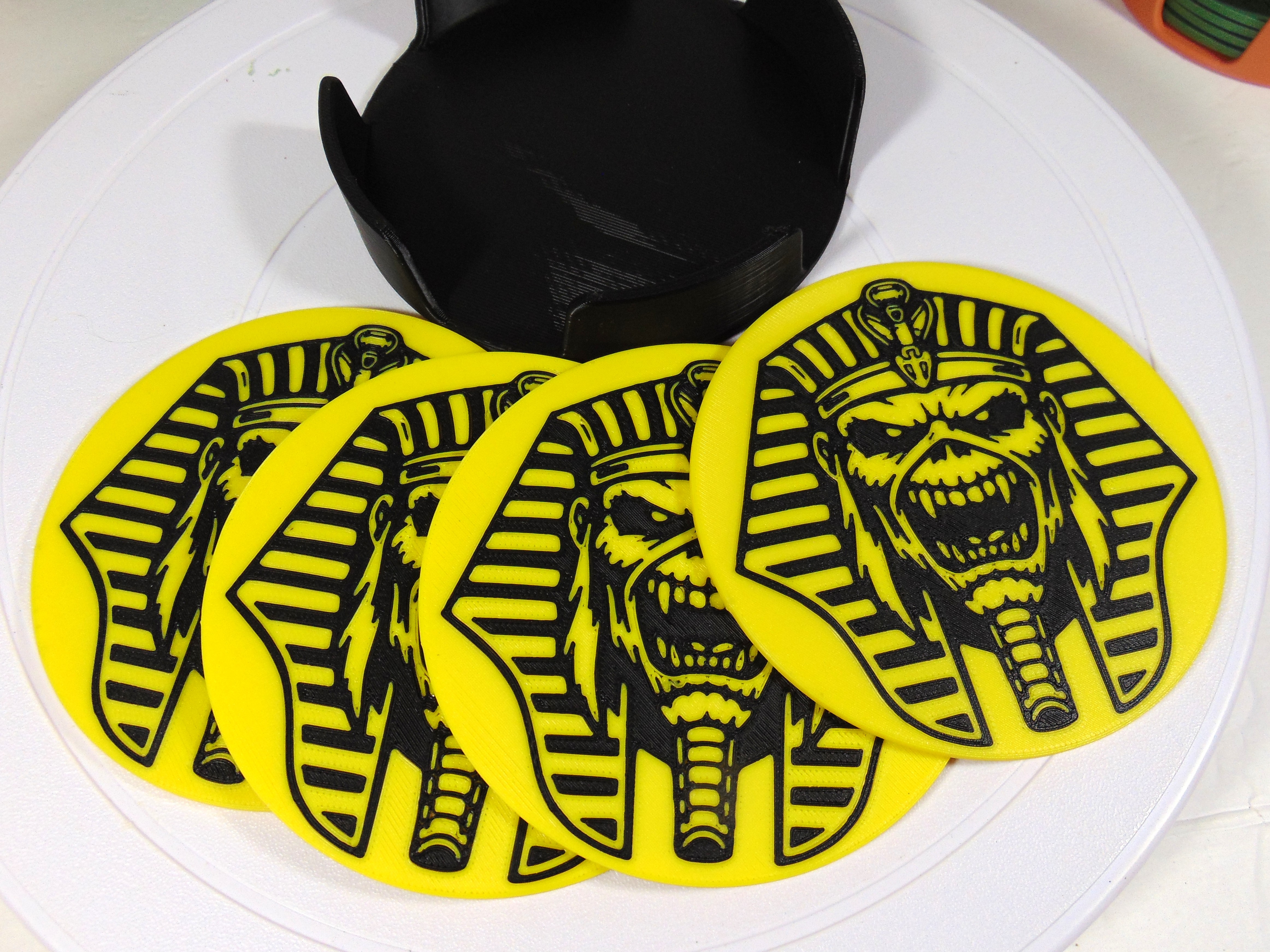Iron Maiden Eddie Coaster Set Powerslave Pharoah Tribute 100mm