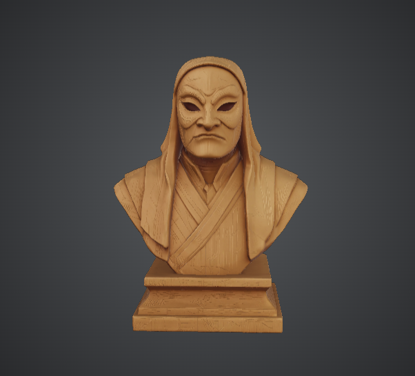 Masked Guardian Bust – Hooded Warrior with Carved Mask