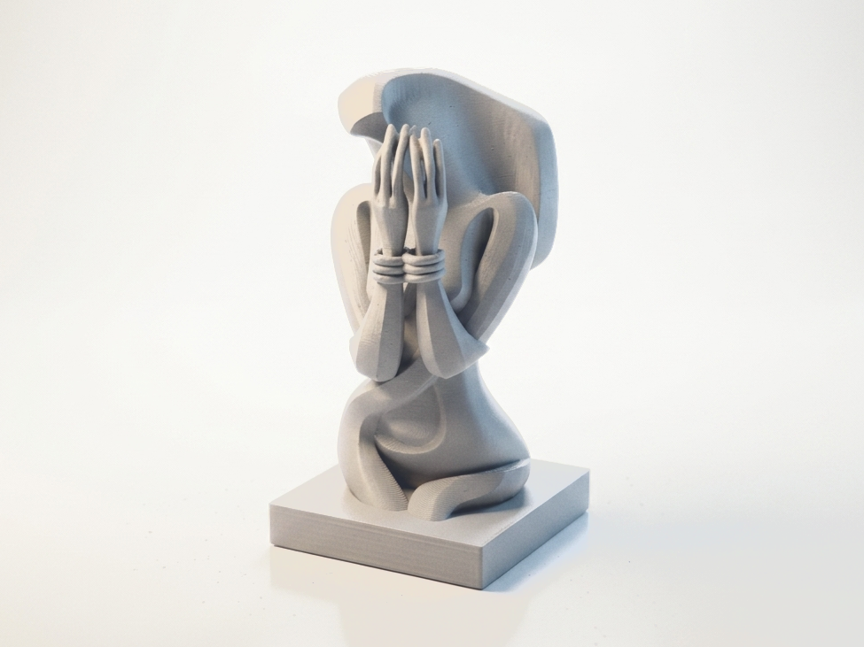 Begging Figure Emotional Sculpture 3D Printable