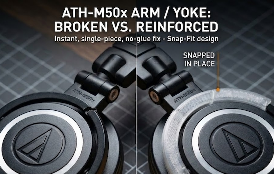 Audio-Technica ATH-M50x - Repair & Preventative Reinforcement Clip (No Glue - Snap Fit)