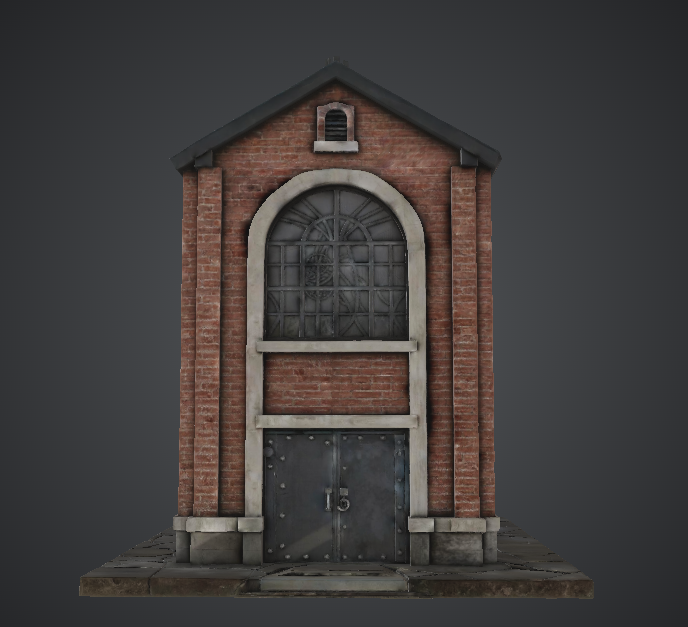 Industrial Brick Warehouse Facade – Urban Building