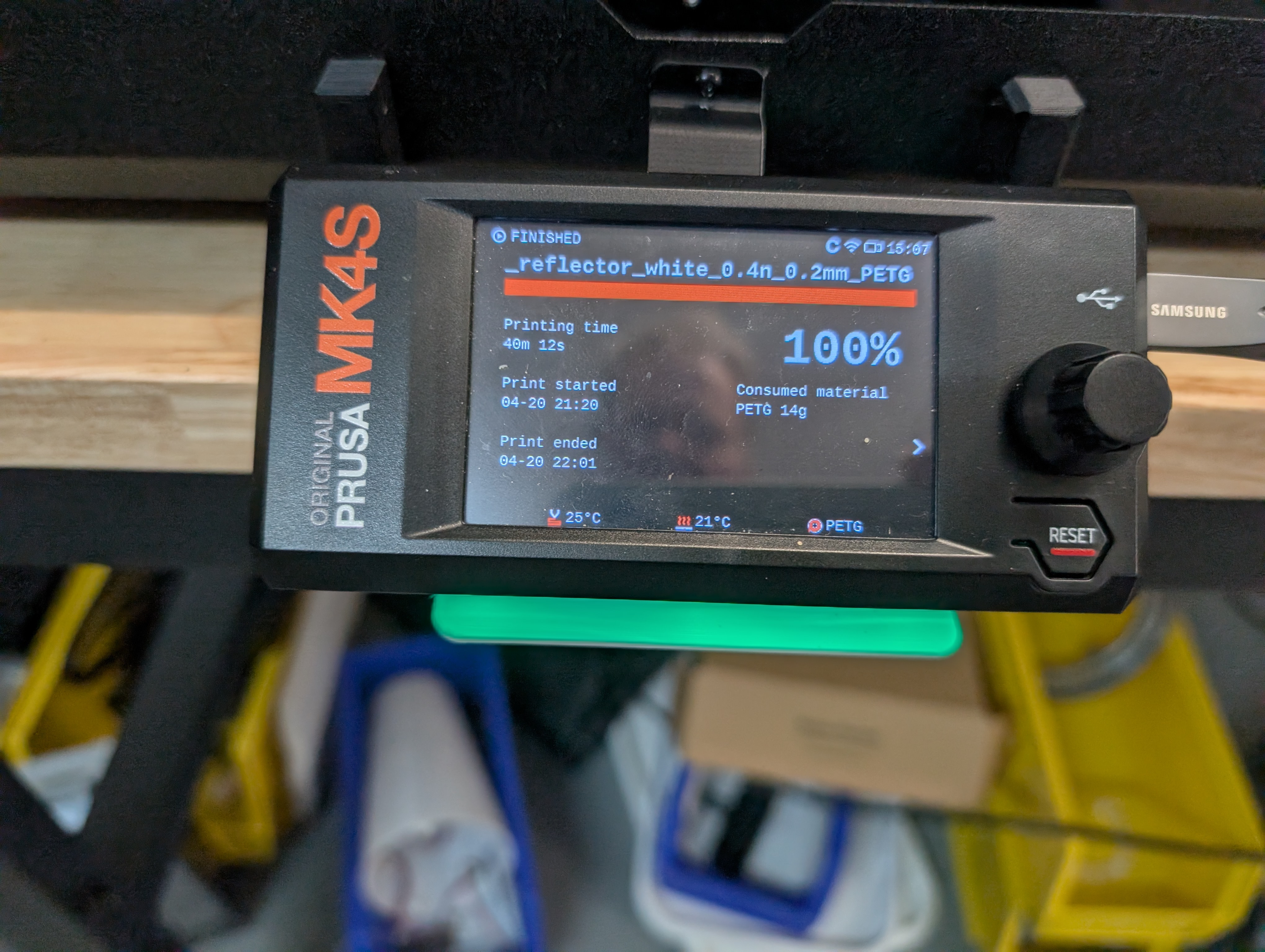 Reflector for printer controller mounted on the Prusa Original Enclosure