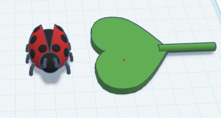 Cute Ladybug and heart leaf