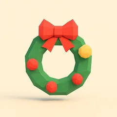 Low Poly Christmas Wreath 3D Model