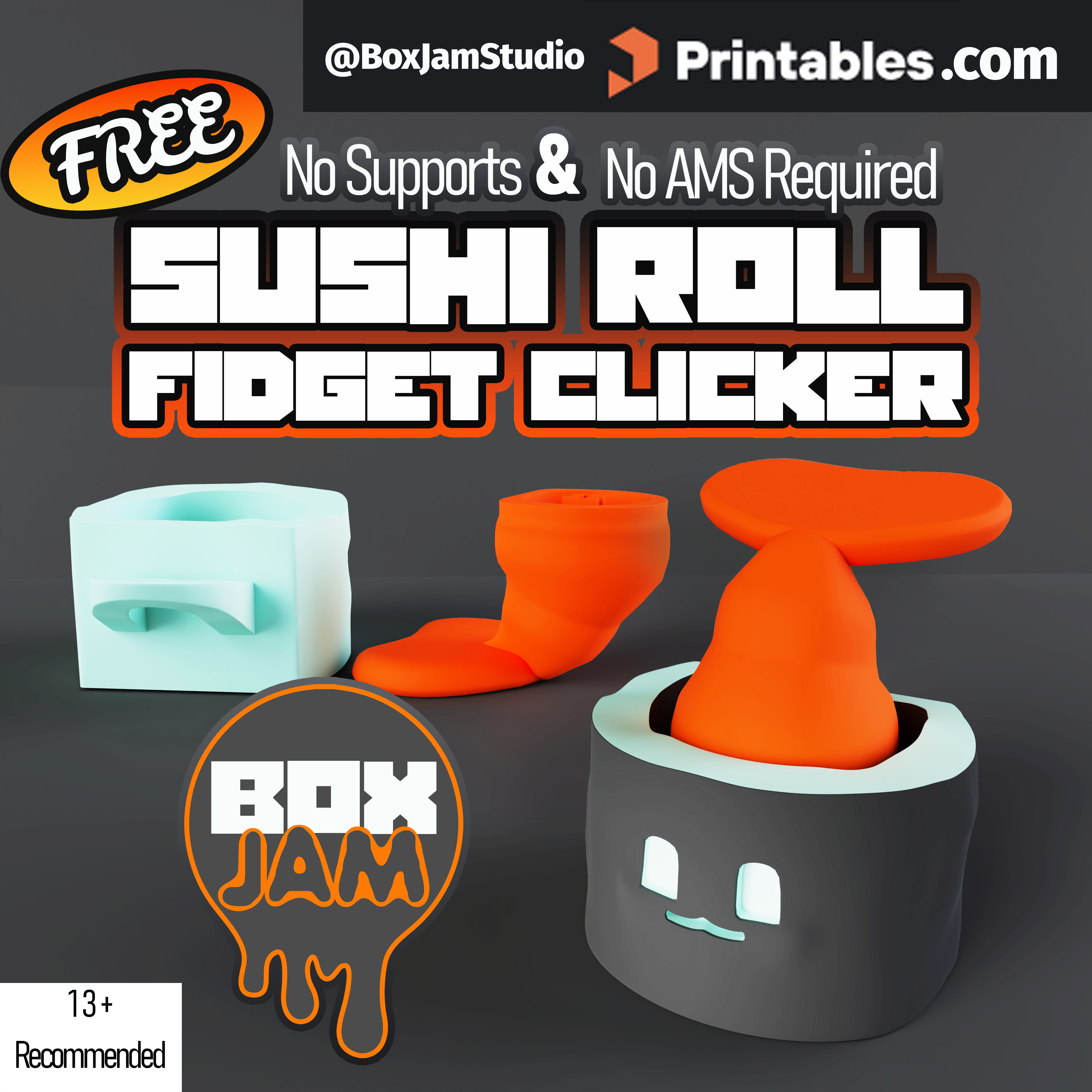 Shrimp Sushi Roll Clicker (No supports)