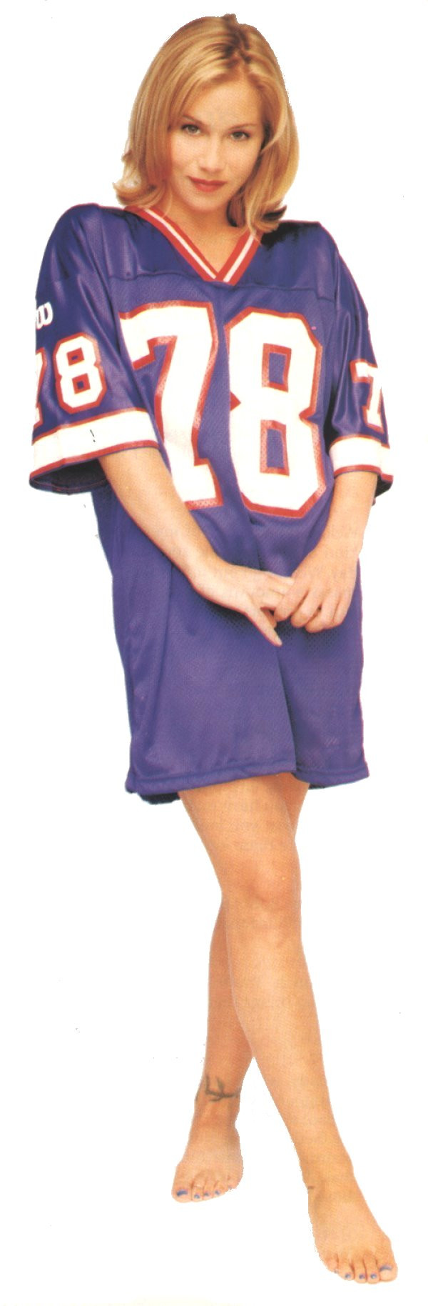 Christina Applegate in football jersey