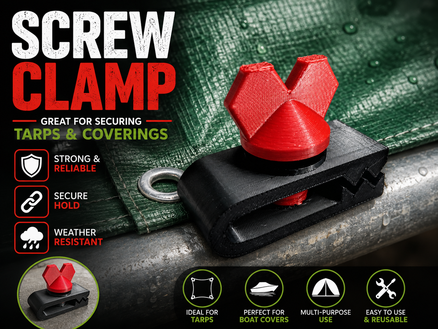 Screw Clamp Tarp and Clothes Hanger