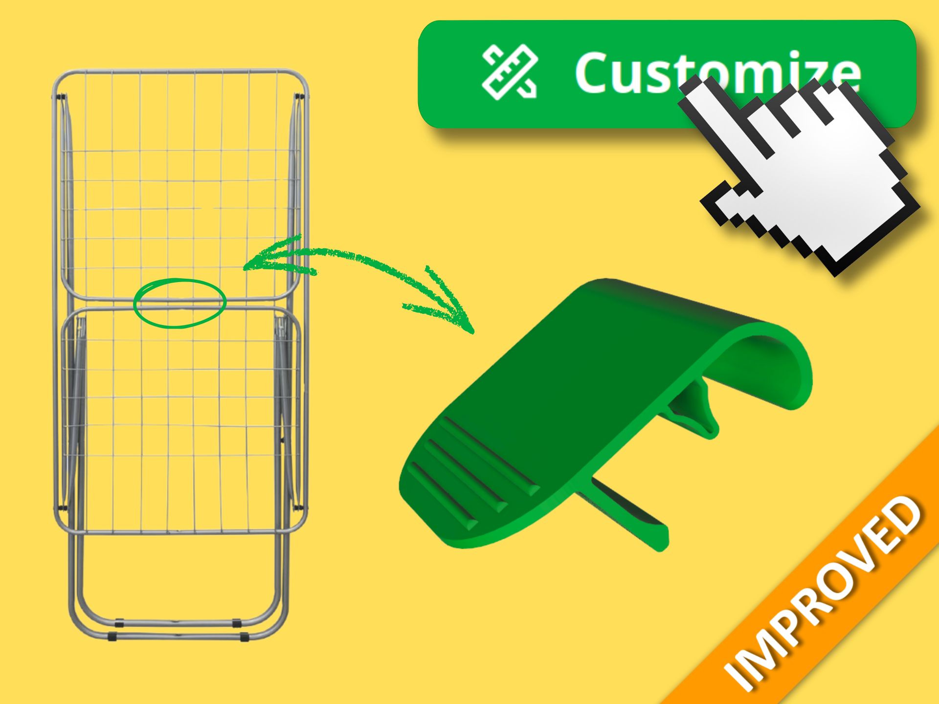 Drying Rack Locking Clip Generator 3D model thumbnail