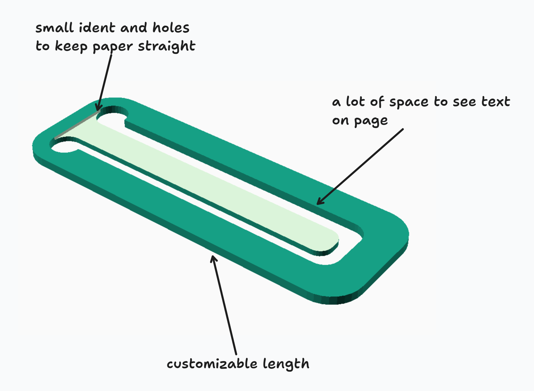 Parametrized bookmark (openscad)
